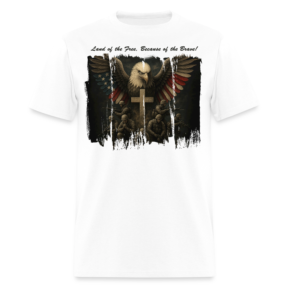 Land Of The Free Faith Based Military T-Shirt - white