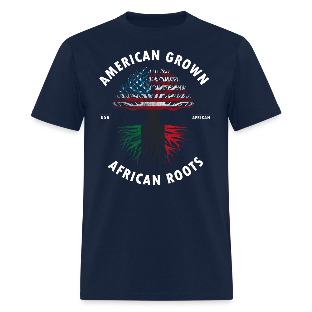 American Grown African Roots Cultural Identity T-Shirt - navy