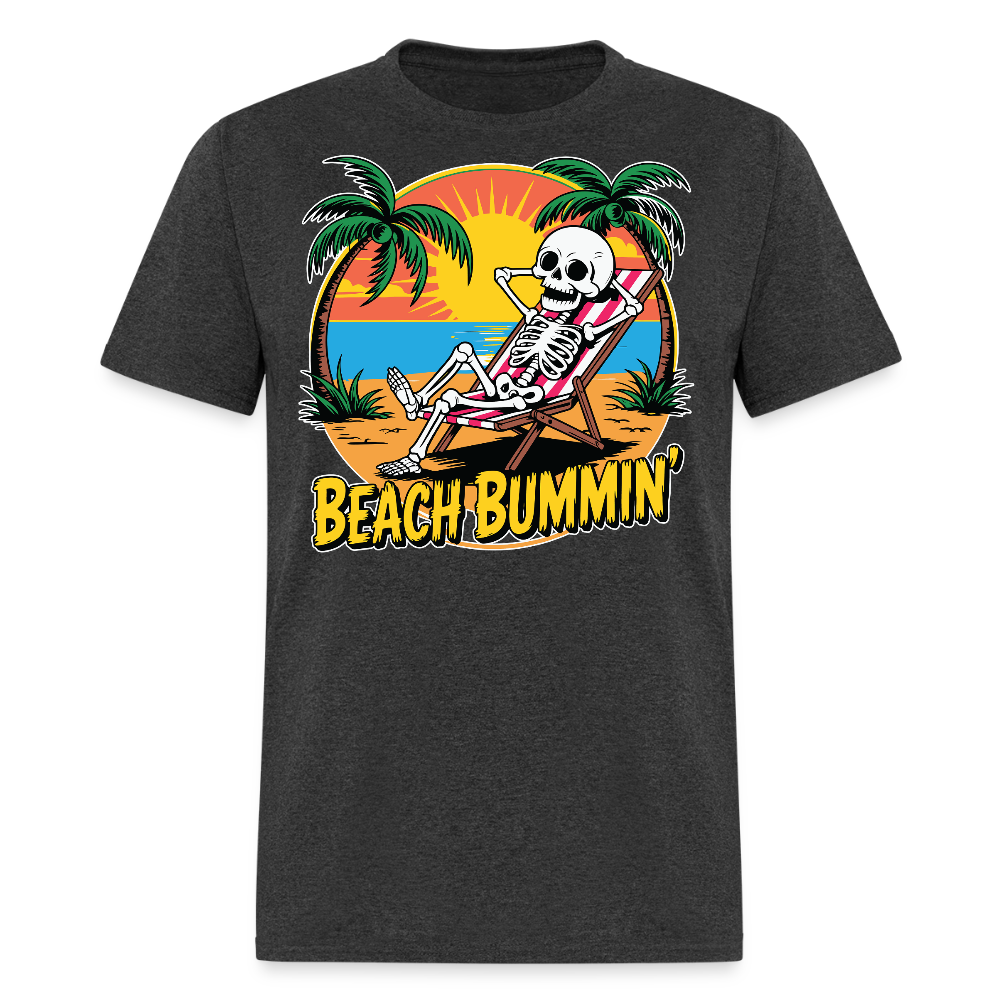 Summer Skeleton Beach Bum T-shirt - heather black