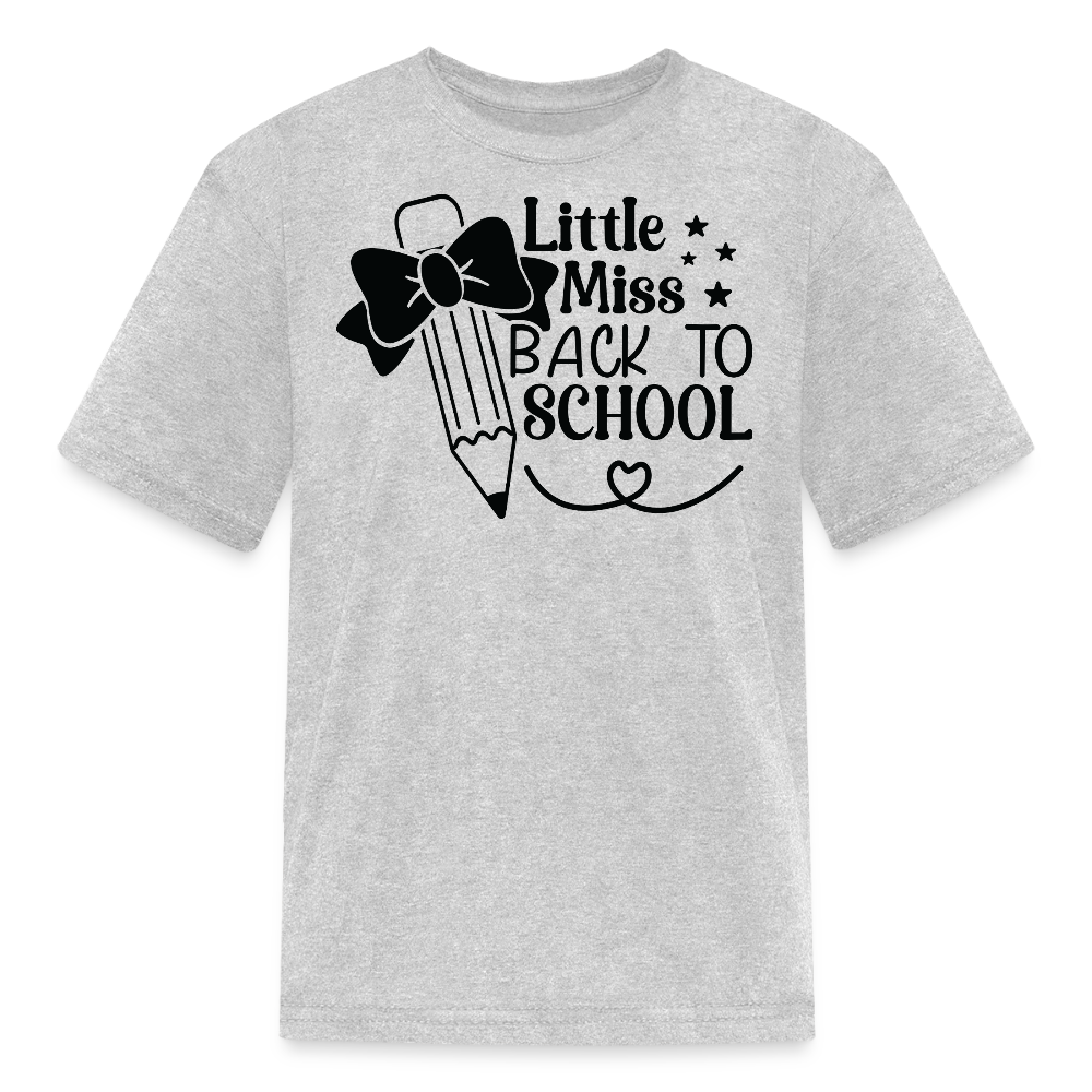 Little Miss Back To School Pencil And Bow T-Shirt - heather gray