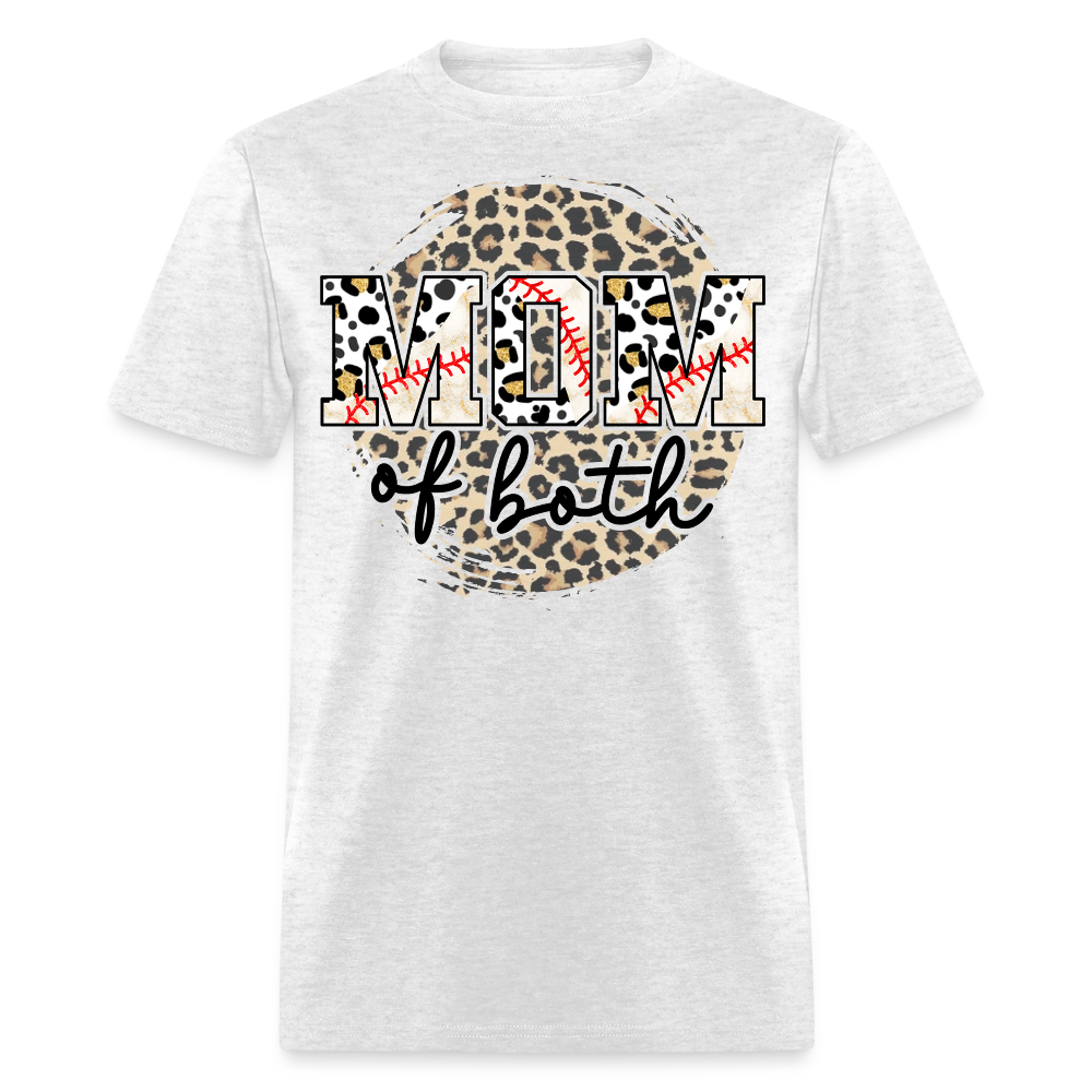 Leopard Print Baseball Softball Mom T-shirt - light heather gray