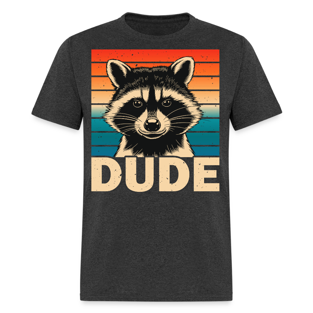 Vintage Raccoon Graphic Dude T-shirt - heather black