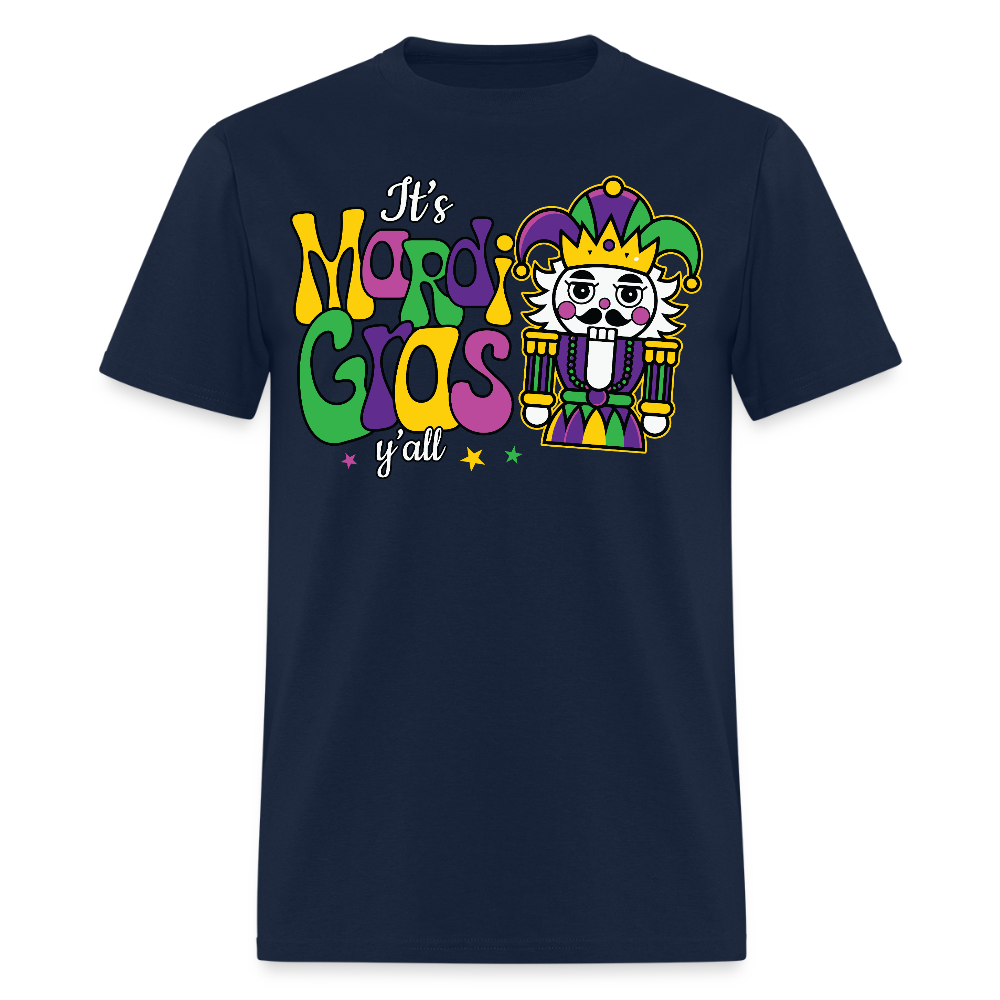 New Orleans festival Tee Mardi Gras jester T-shirt - navy