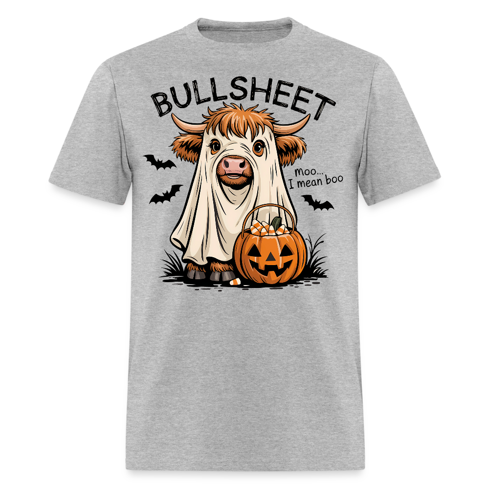 Bullsheet Pun Tee Moo I Mean Boo T-Shirt - heather gray