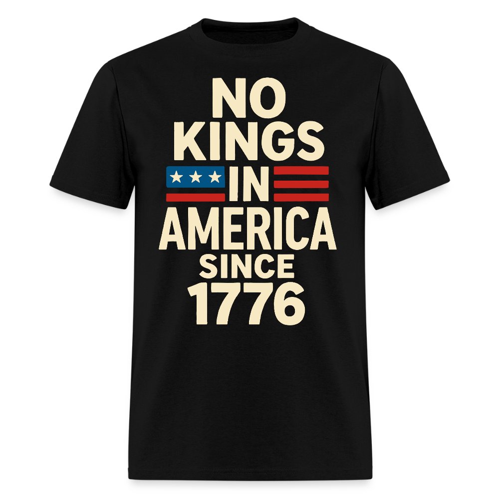 No Kings In America Patriotic Anti Monarchy T-Shirt - black
