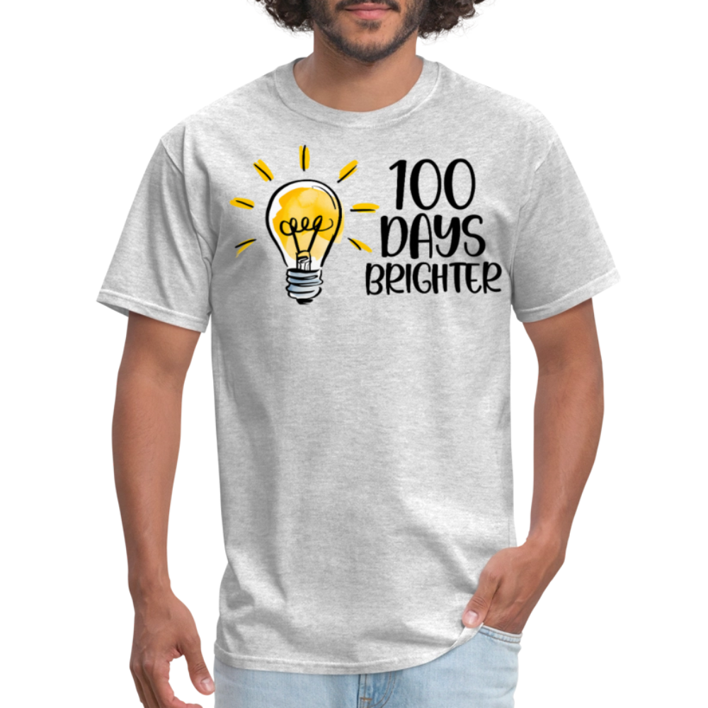 100 Days Brighter Tee for Teachers School Milestone Unisex T-Shirt - heather gray