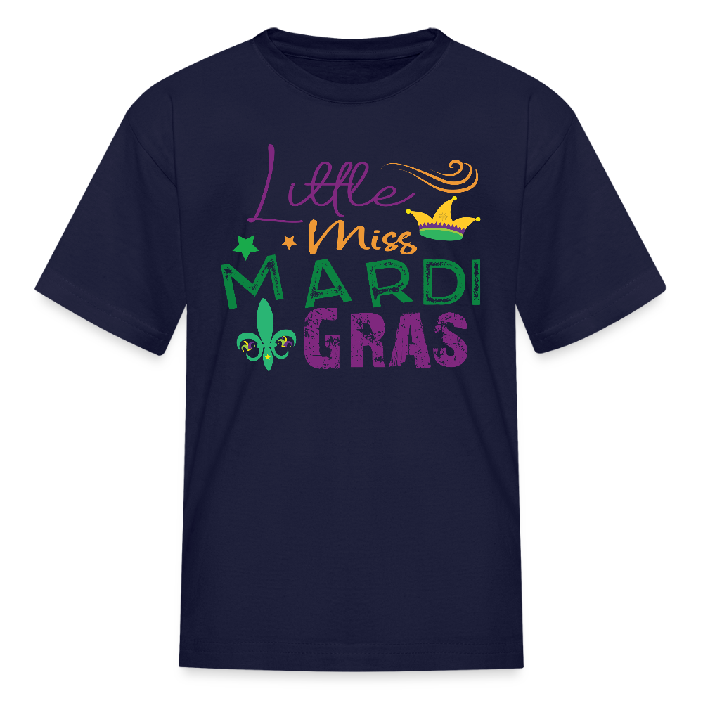 Mardi Gras Shirt For Kids Little Miss Mardi Gras T-shirt - navy