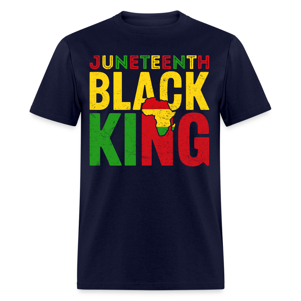 Black King African Heritage Tee Juneteenth Black King T-shirt - navy