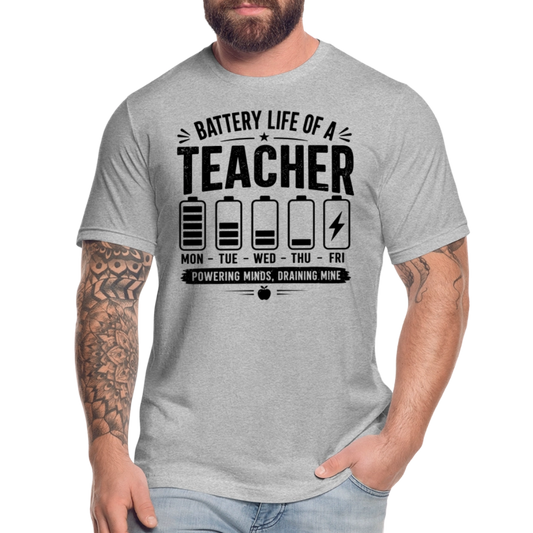 Battery Life of a Teacher T-Shirt | Funny Teacher Gift - heather gray