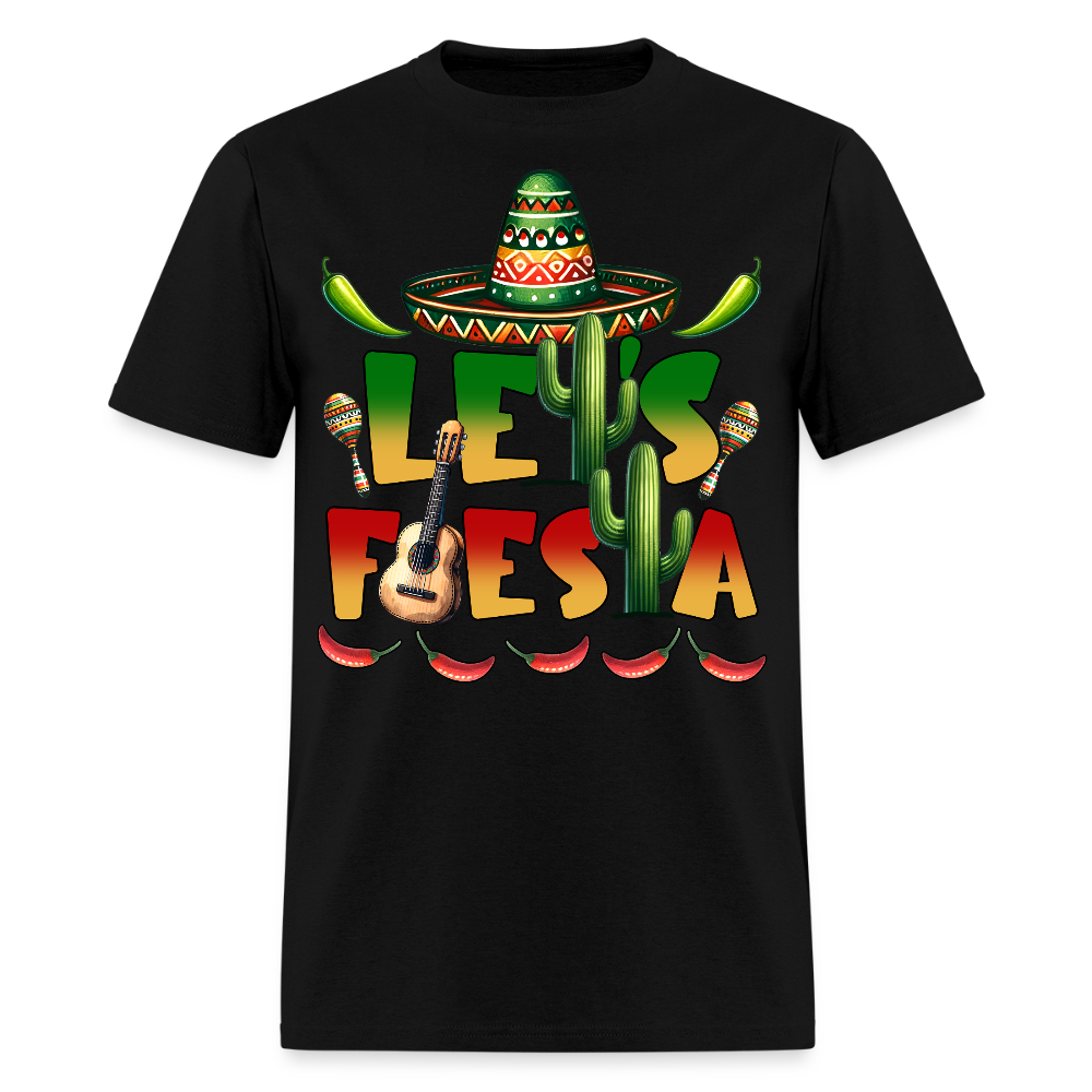 Let's Fiesta Mexican Shirt Sombrero And Cactus Party T-shirt - black