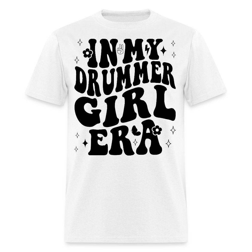 Retro Drummer Musician Girl T-shirt - white