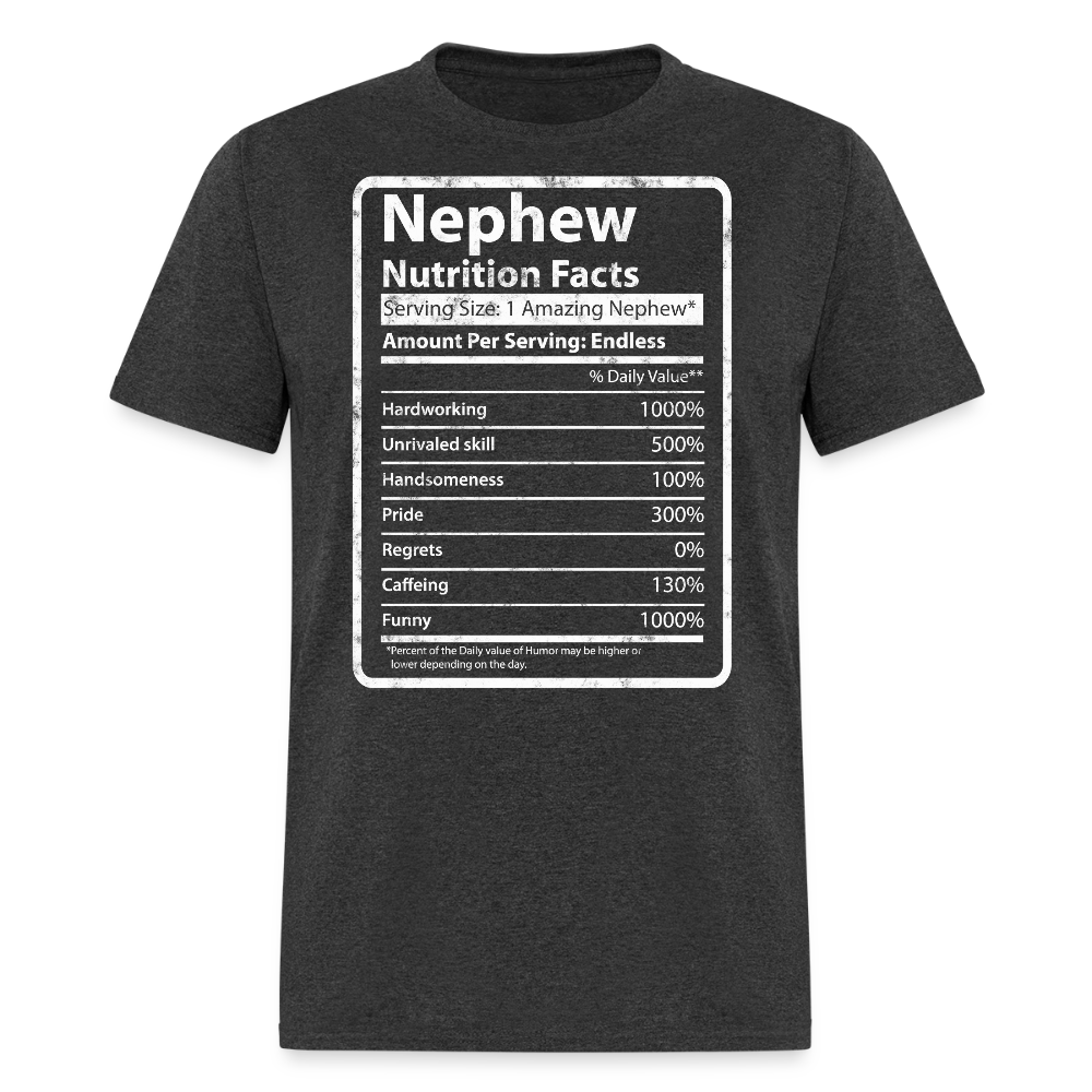 Funny Nephew Tee With Nutrition Facts T-shirt - heather black