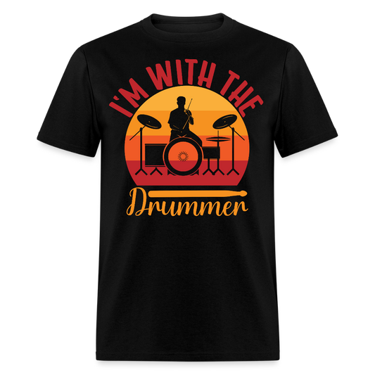 I’m With The Drummer Matching Band Couple T-shirt - black