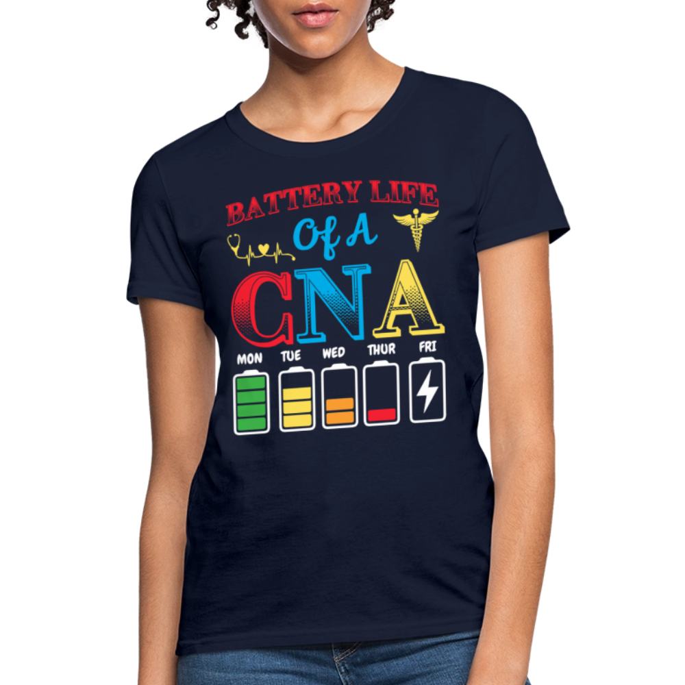 Battery Life Of A CNA Nursing Assistant Humor T-Shirt - navy
