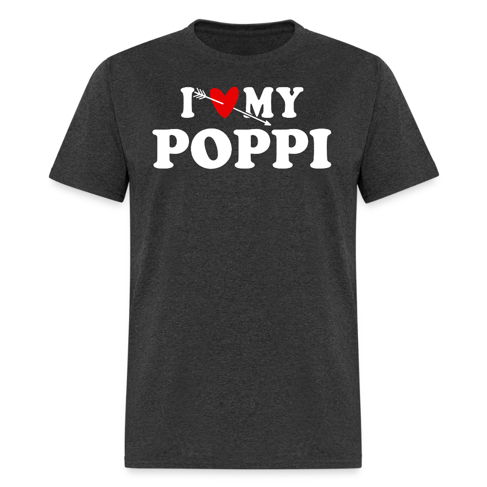 I Love My Poppi Cute Grandpa Gift T-shirt - heather black