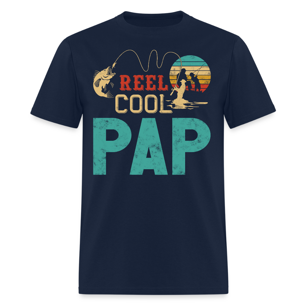 Reel Cool Pap Father's Day Fishing T-Shirt - navy
