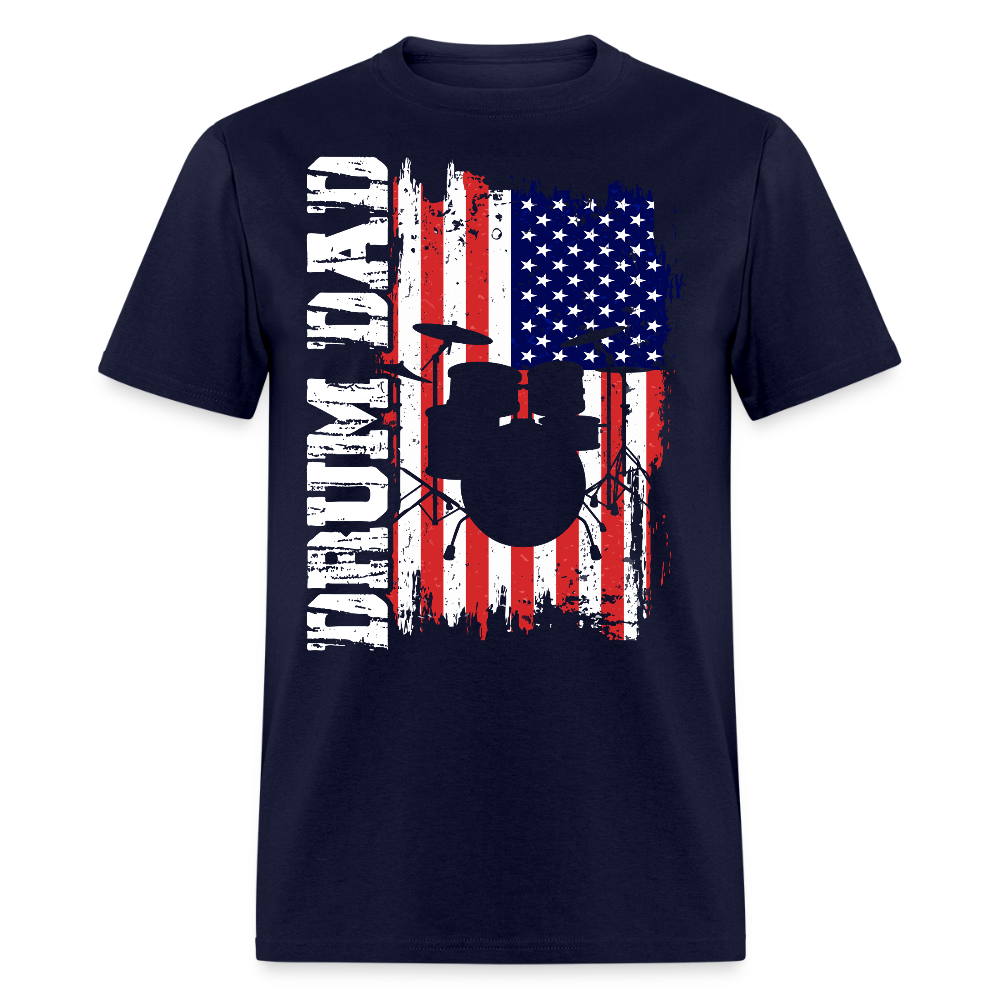 American Flag Drummer Dad T-shirt - navy
