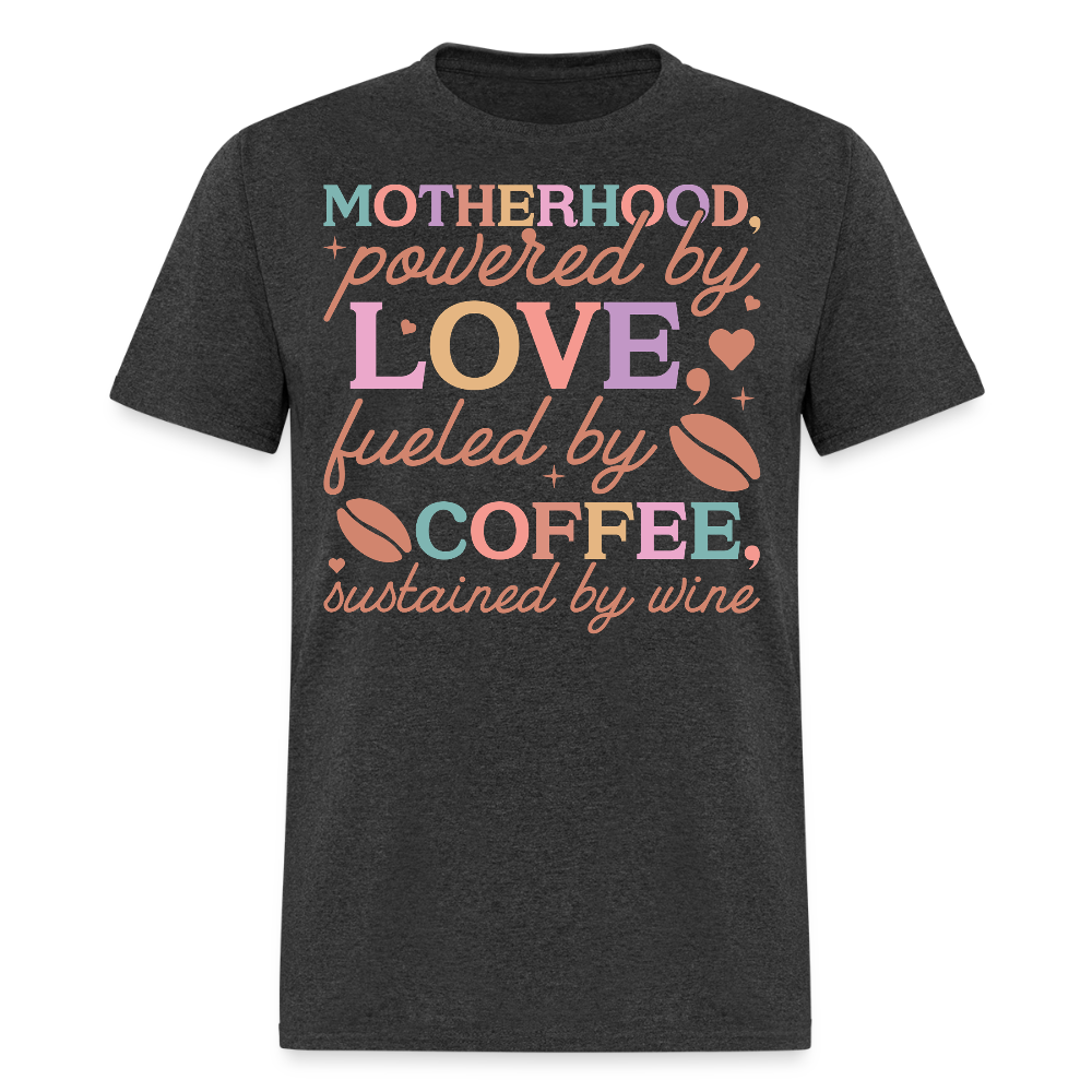 Mom Life Powered By Coffee And Wine T-shirt - heather black