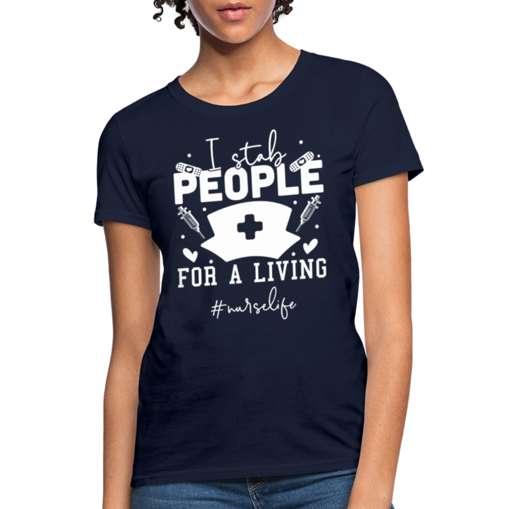 I Stab People For A Living Nurse Funny Phlebotomist T-Shirt - navy