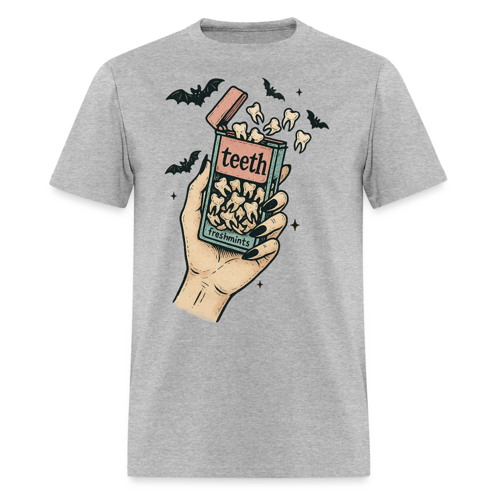 Halloween Dental Humor Funny Teeth Graphic T-Shirt - heather gray