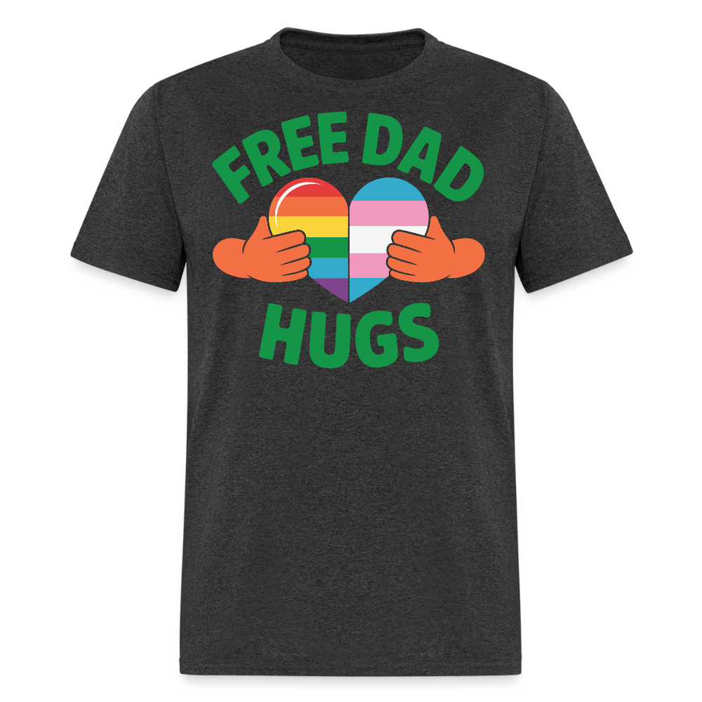 Free Dad Hugs Pride LGBTQ Ally Father T-shirt - heather black