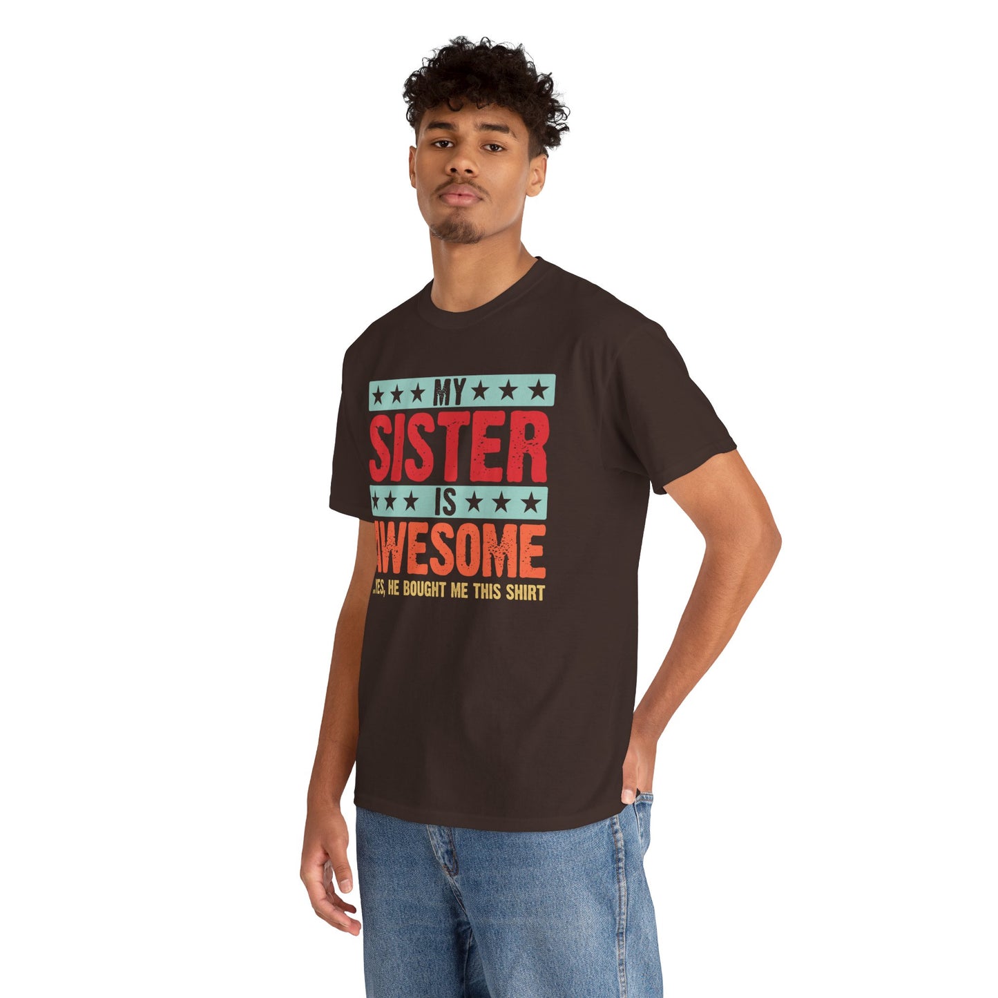 Retro Style My Sister is Awesome Funny Sister Lovers Brother Gift T-Shirt