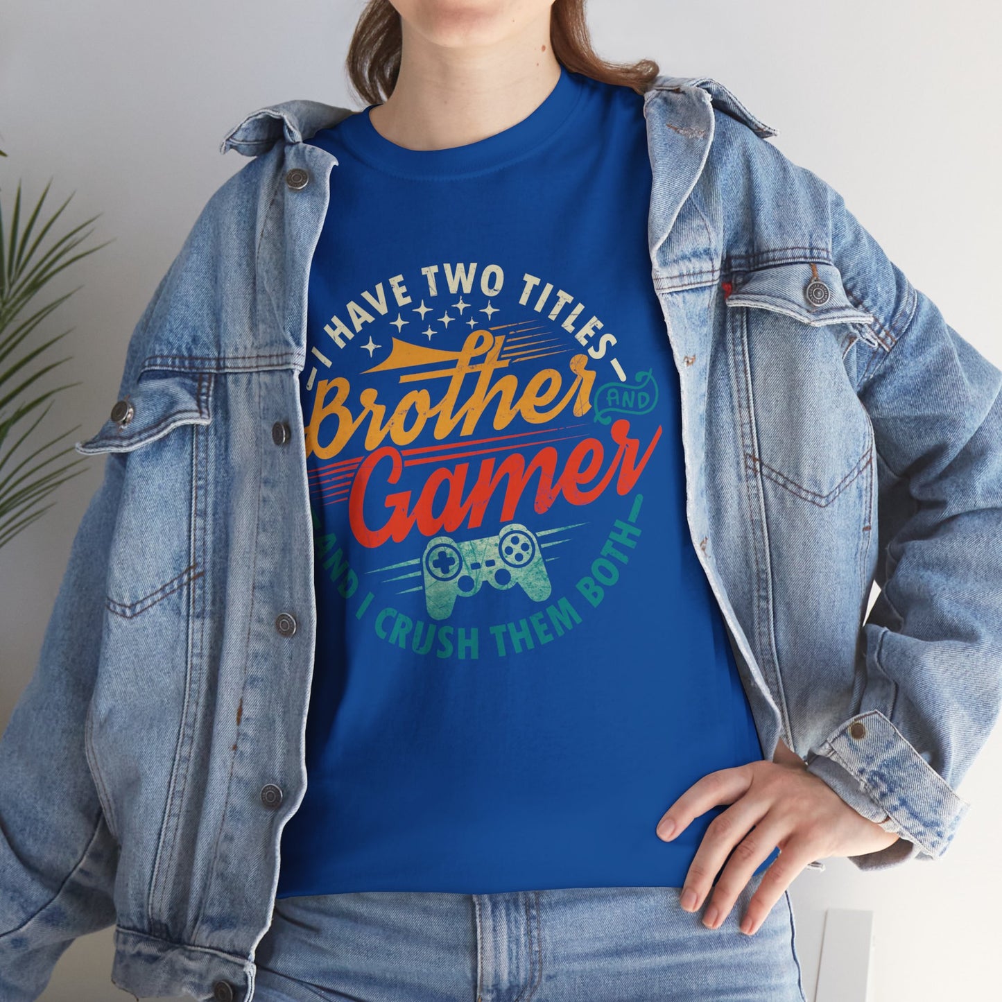 Funny Gamer Vintage Unisex Tee - I Have Two Titles Brother and Gamer Gift