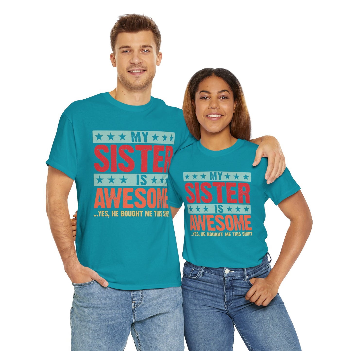 Retro Style My Sister is Awesome Funny Sister Lovers Brother Gift T-Shirt