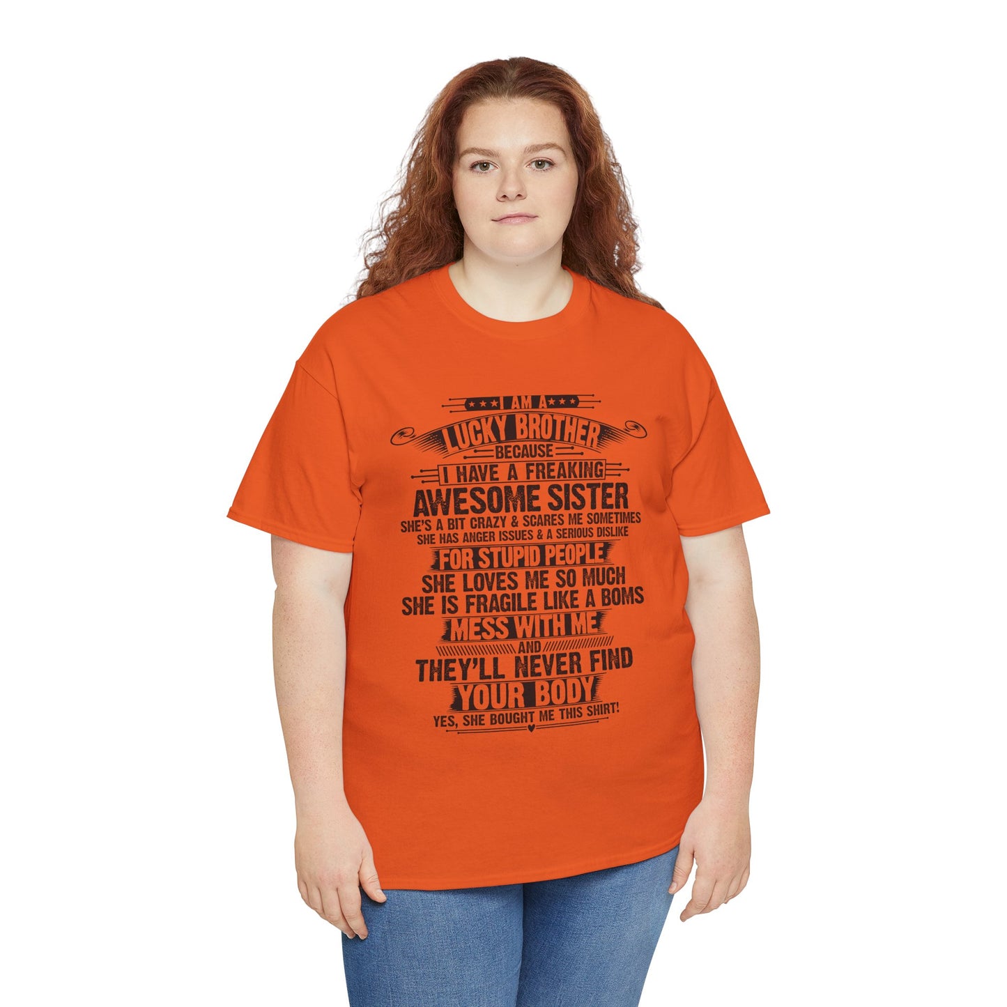I Am A Lucky Brother Christmas Gift For Brother From Sister T-Shirt