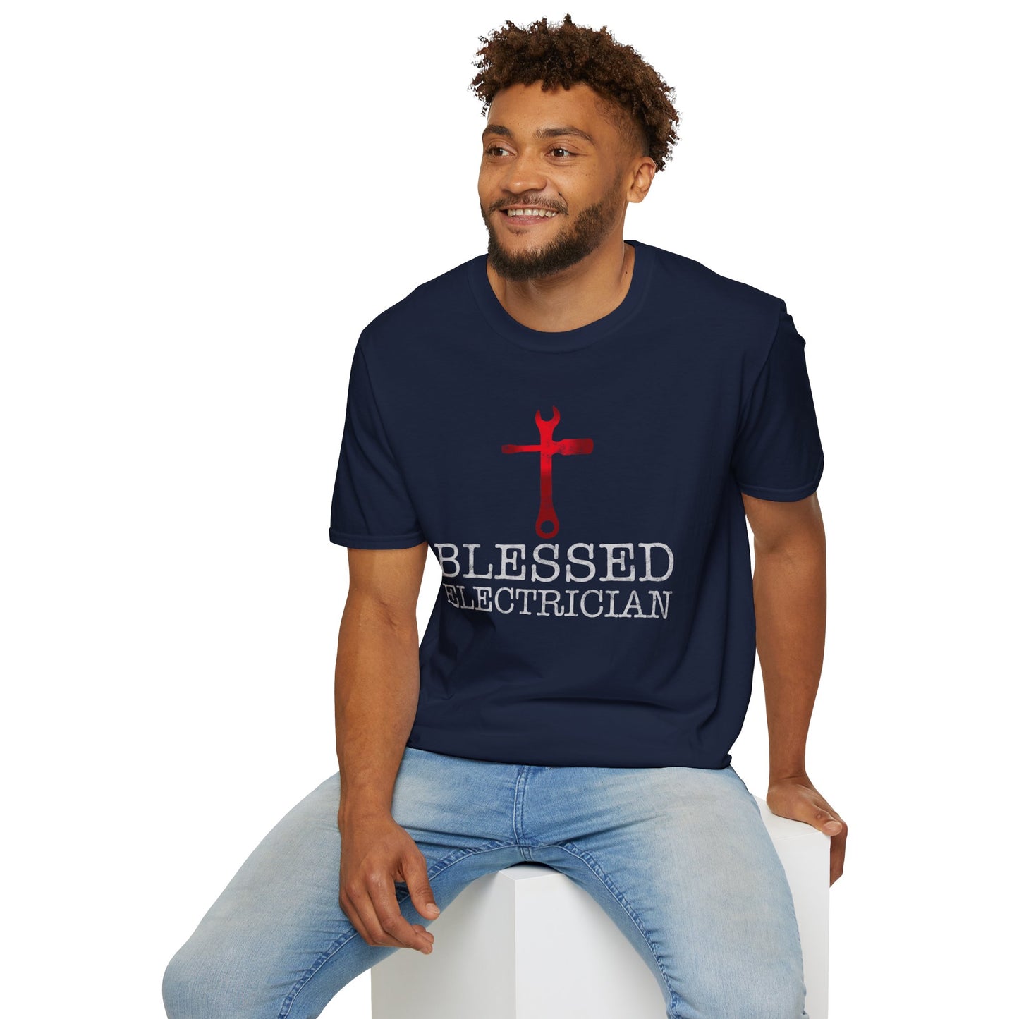 Blessed Electrician gift for Christian Electrician Unisex Softstyle T-Shirt