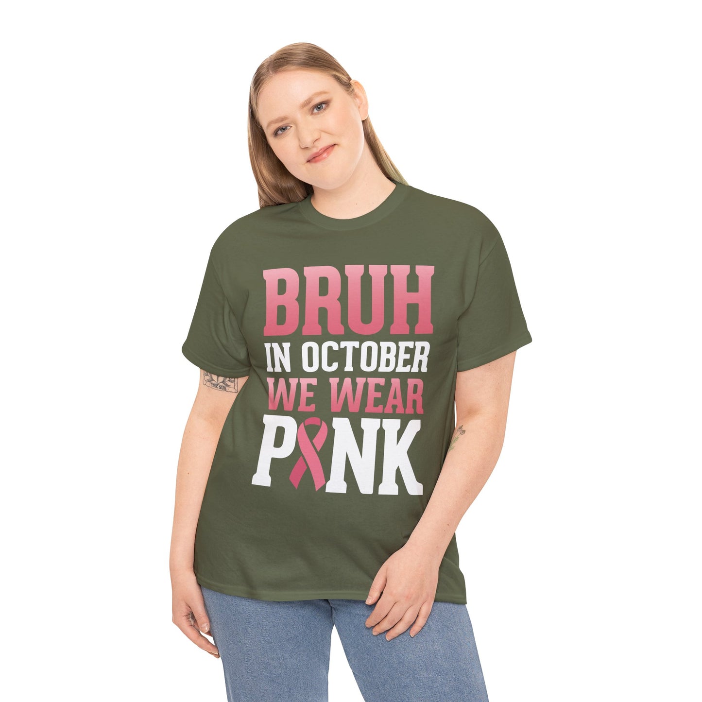 In October We Wear Pink Breast Cancer Awareness Womens Tee