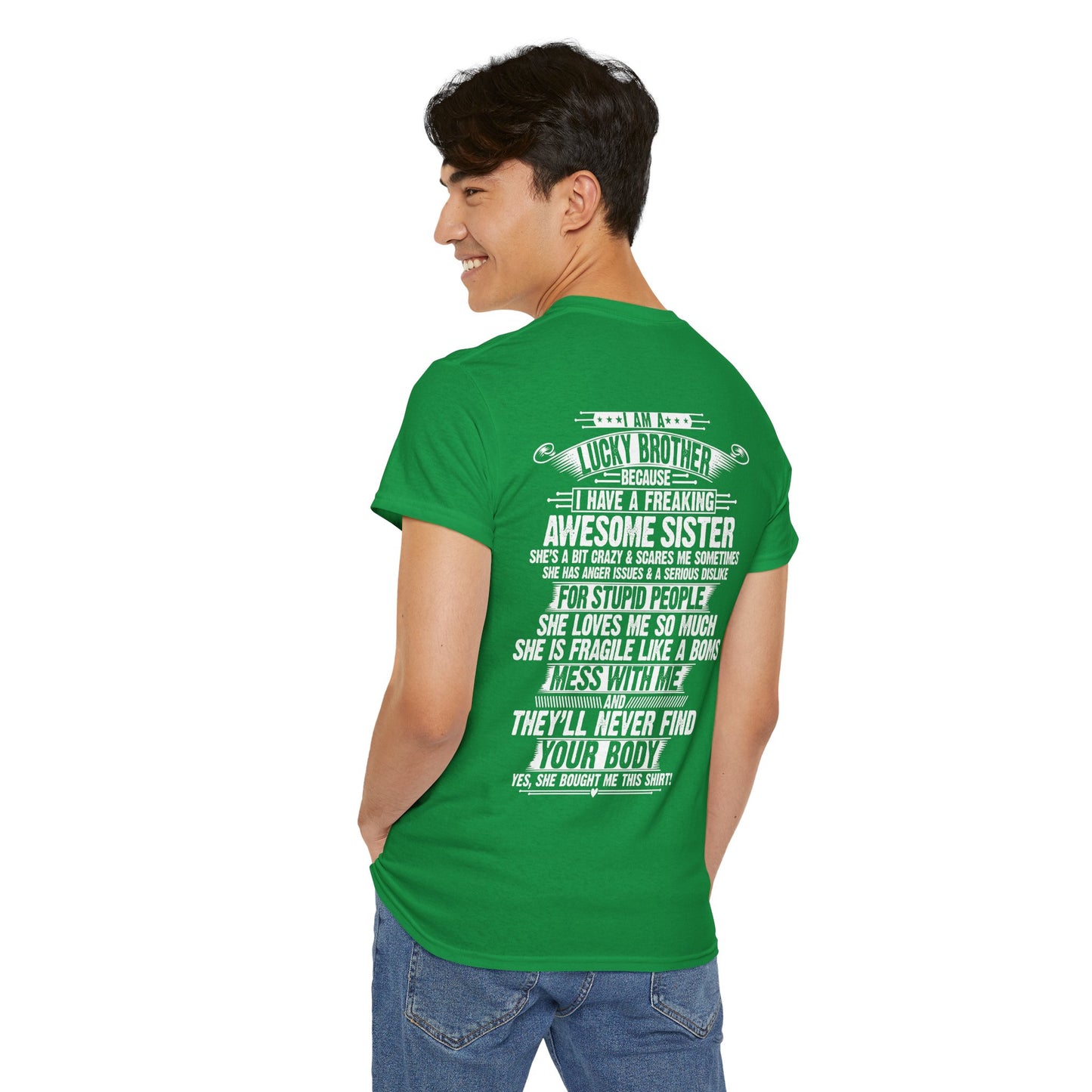 I Am A Lucky Brother Christmas Gift For Brother Unisex Heavy Cotton Tee