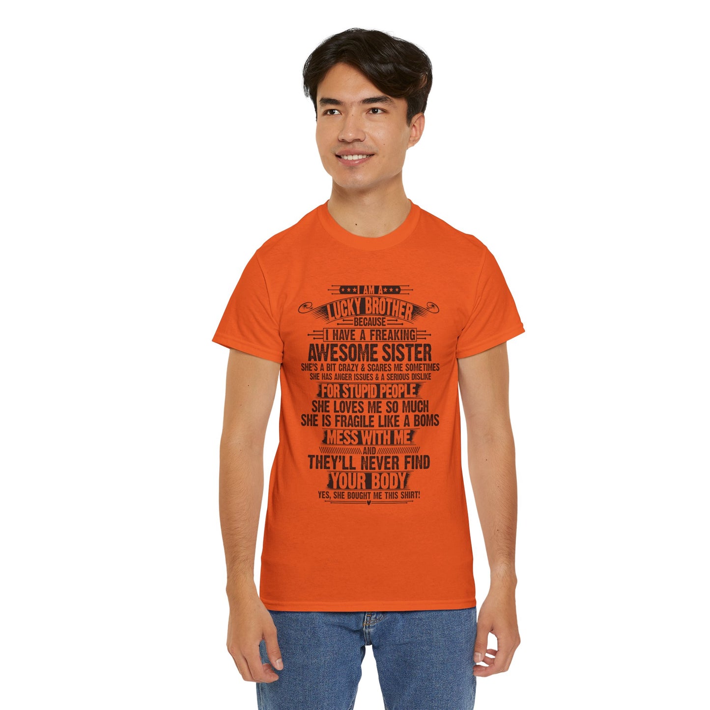 I Am A Lucky Brother Christmas Gift For Brother From Sister T-Shirt