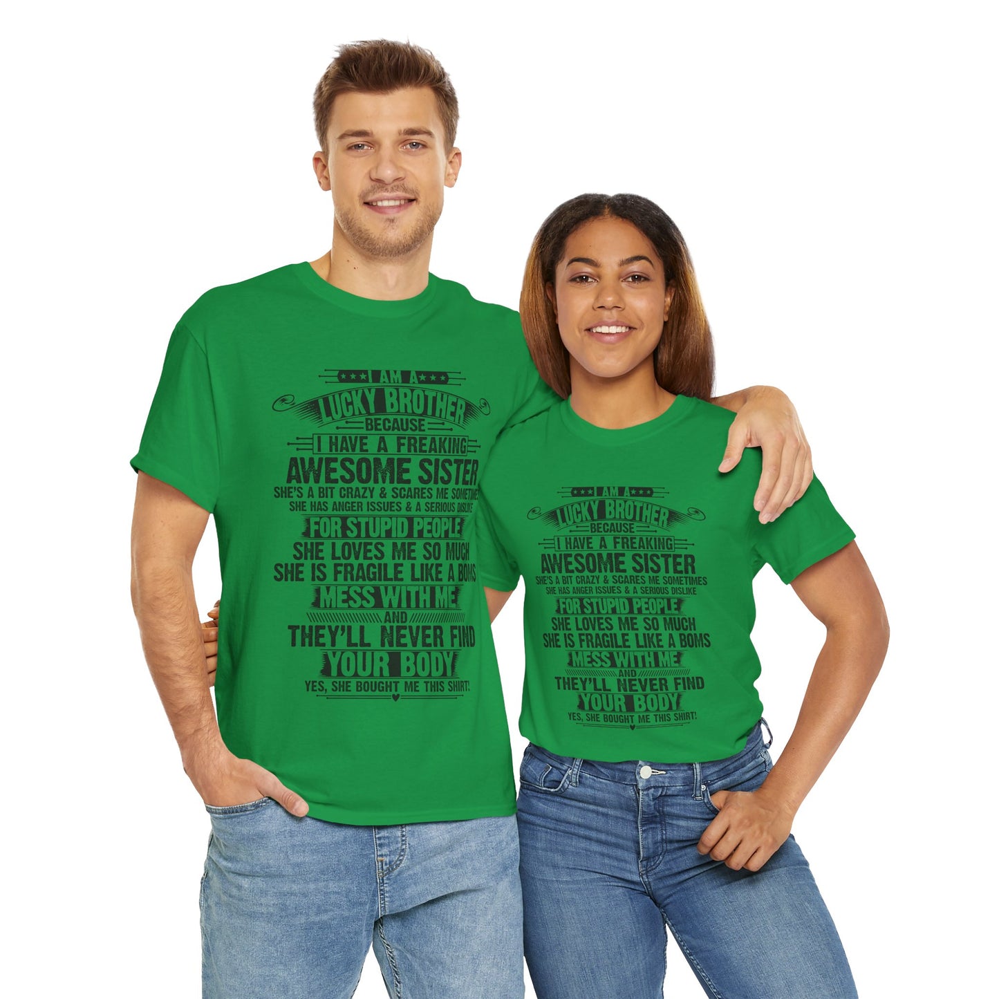 I Am A Lucky Brother Christmas Gift For Brother From Sister T-Shirt