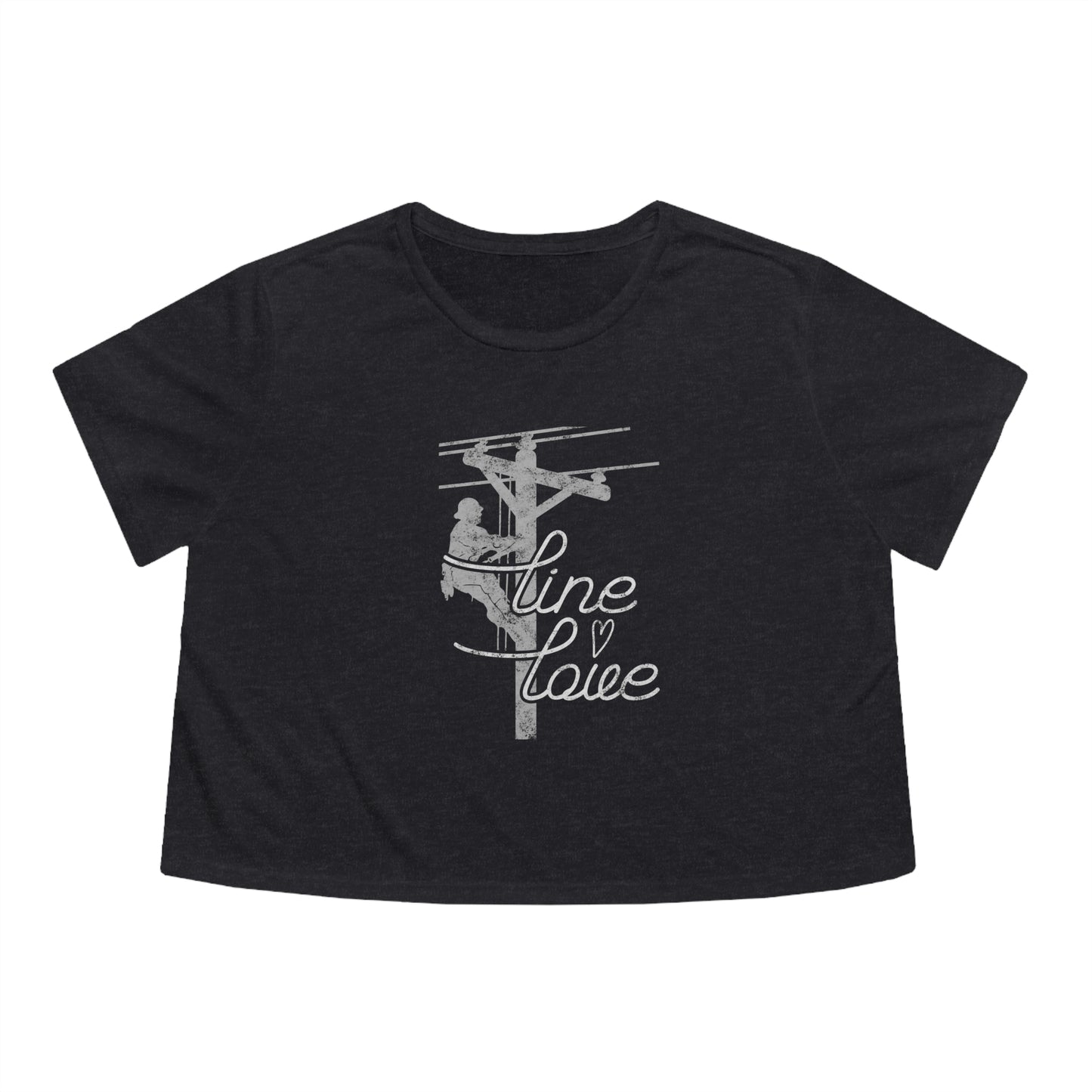 Line Love Electrical Lineman's Wife Women's Flowy Cropped Tee