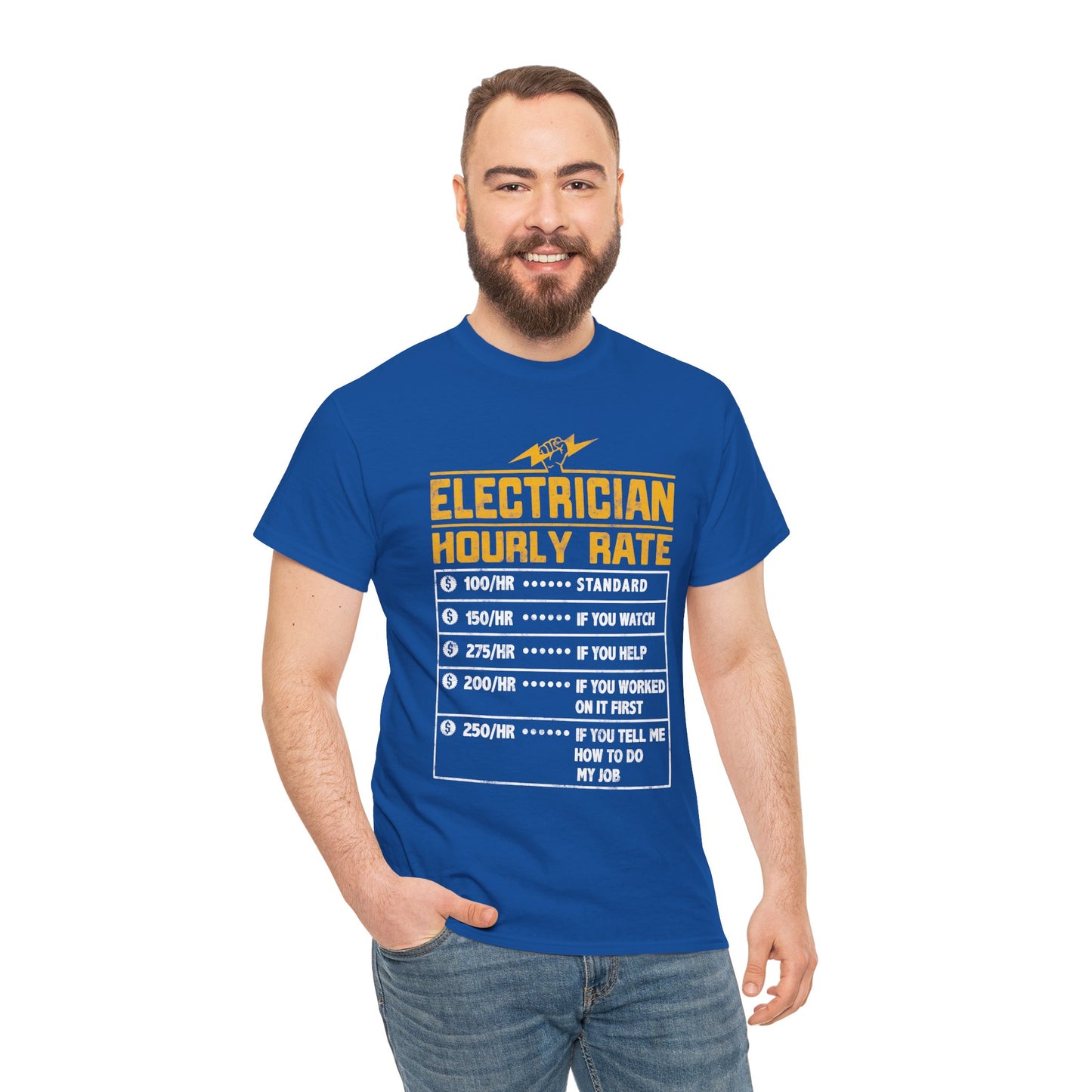 Funny Electrician Hourly Rate gifts for Electrician Unisex Heavy Cotton Tee