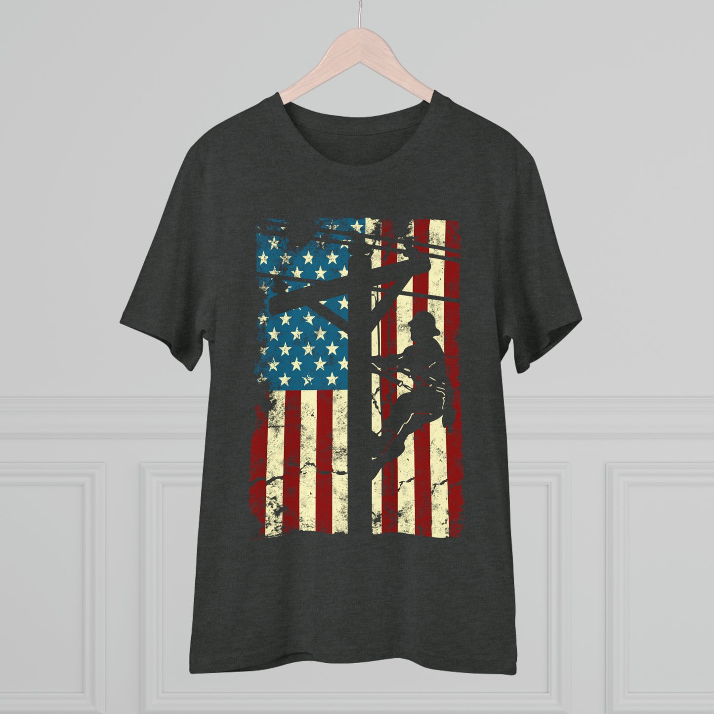 American Flag Electric Cable Lineman Organic Creator T-shirt - Unisex