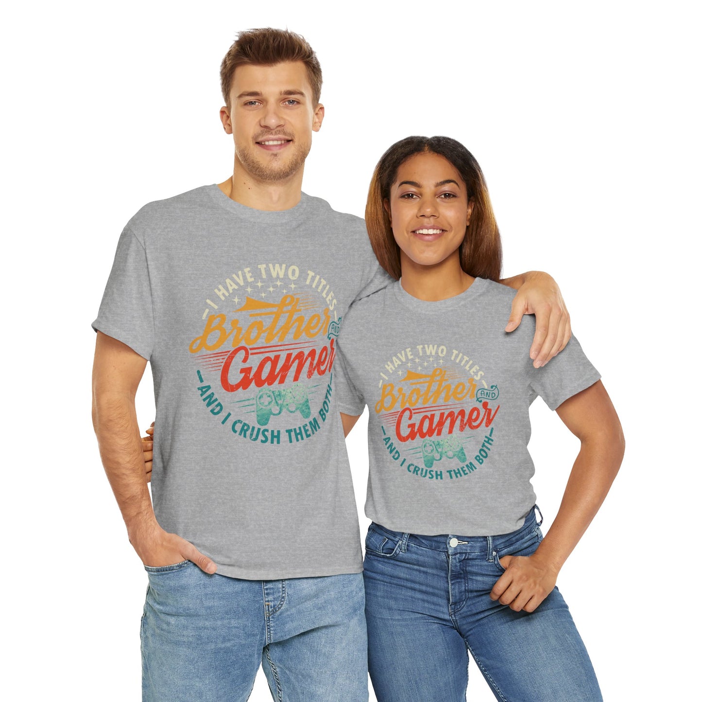 Funny Gamer Vintage Unisex Tee - I Have Two Titles Brother and Gamer Gift