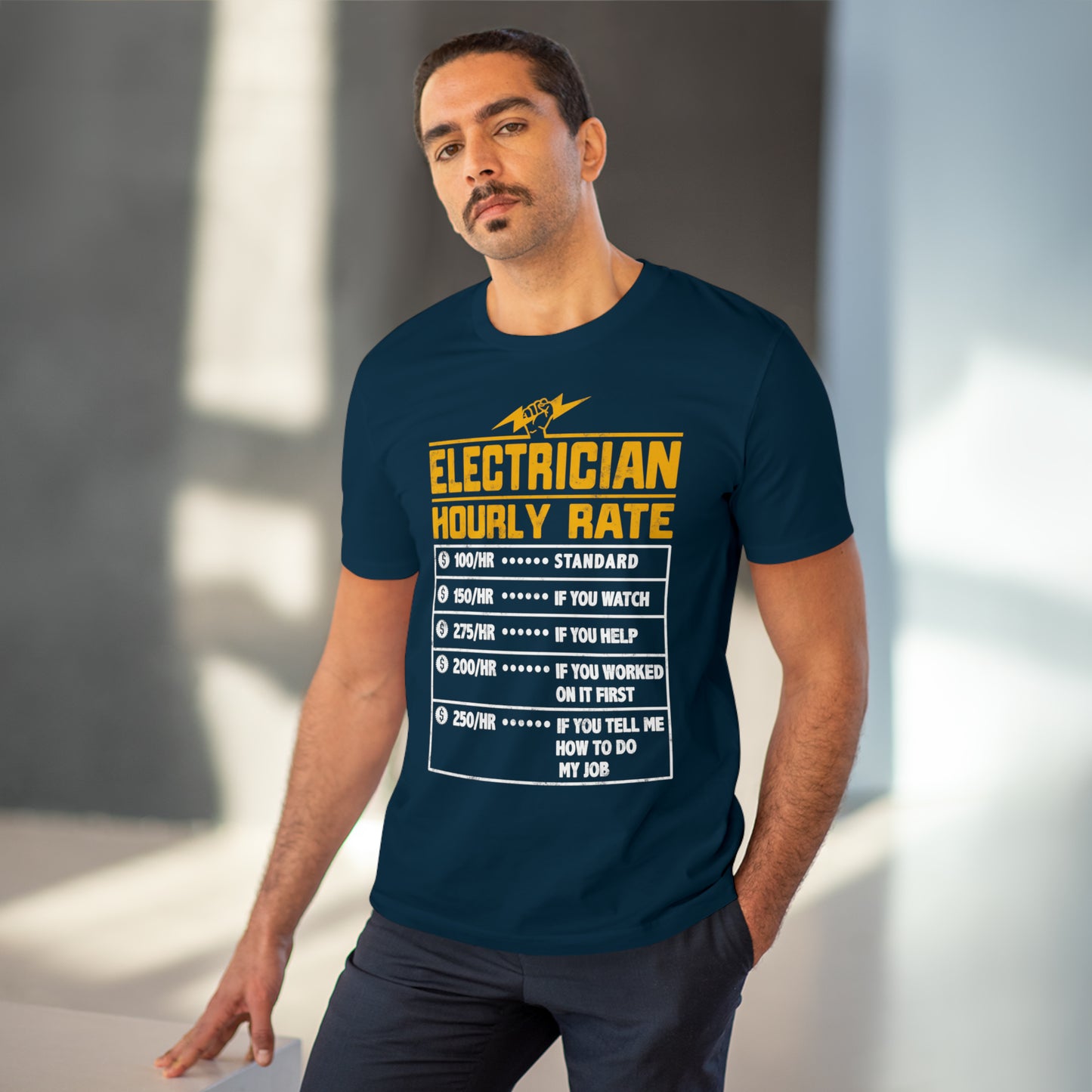 Funny Electrician Hourly Rate gifts for Electrician Organic Creator T-shirt - Unisex