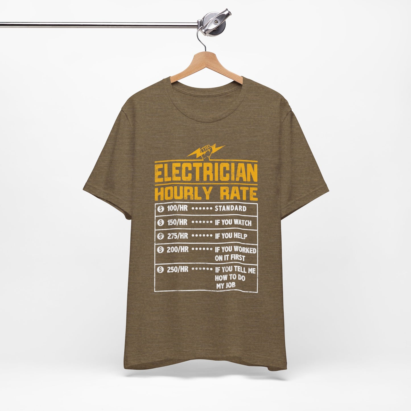 Funny Electrician Hourly Rate Gifts for Electrician Unisex Jersey Short Sleeve Tee