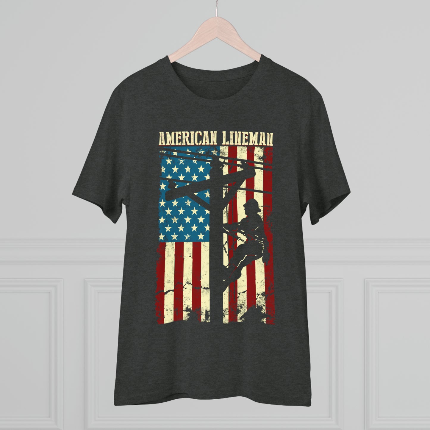 Lineman American Flag Gift For Patriotic Lineman Organic Creator T-shirt - Unisex