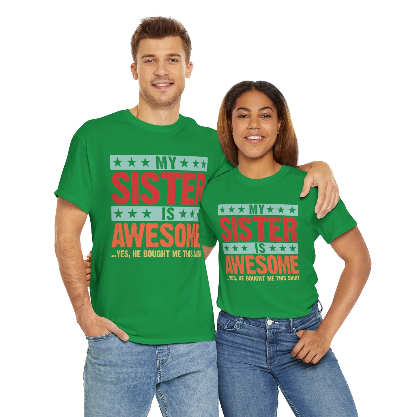 Retro Style My Sister is Awesome Funny Sister Lovers Brother Gift T-Shirt