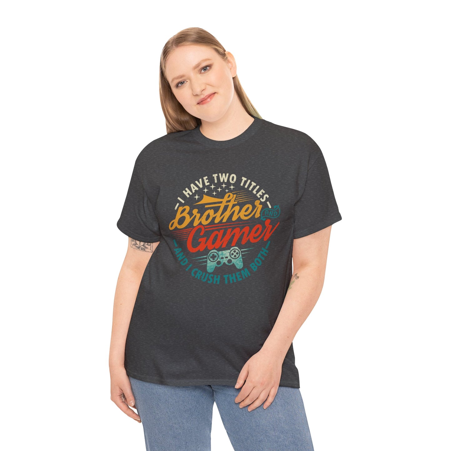 Funny Gamer Vintage Unisex Tee - I Have Two Titles Brother and Gamer Gift
