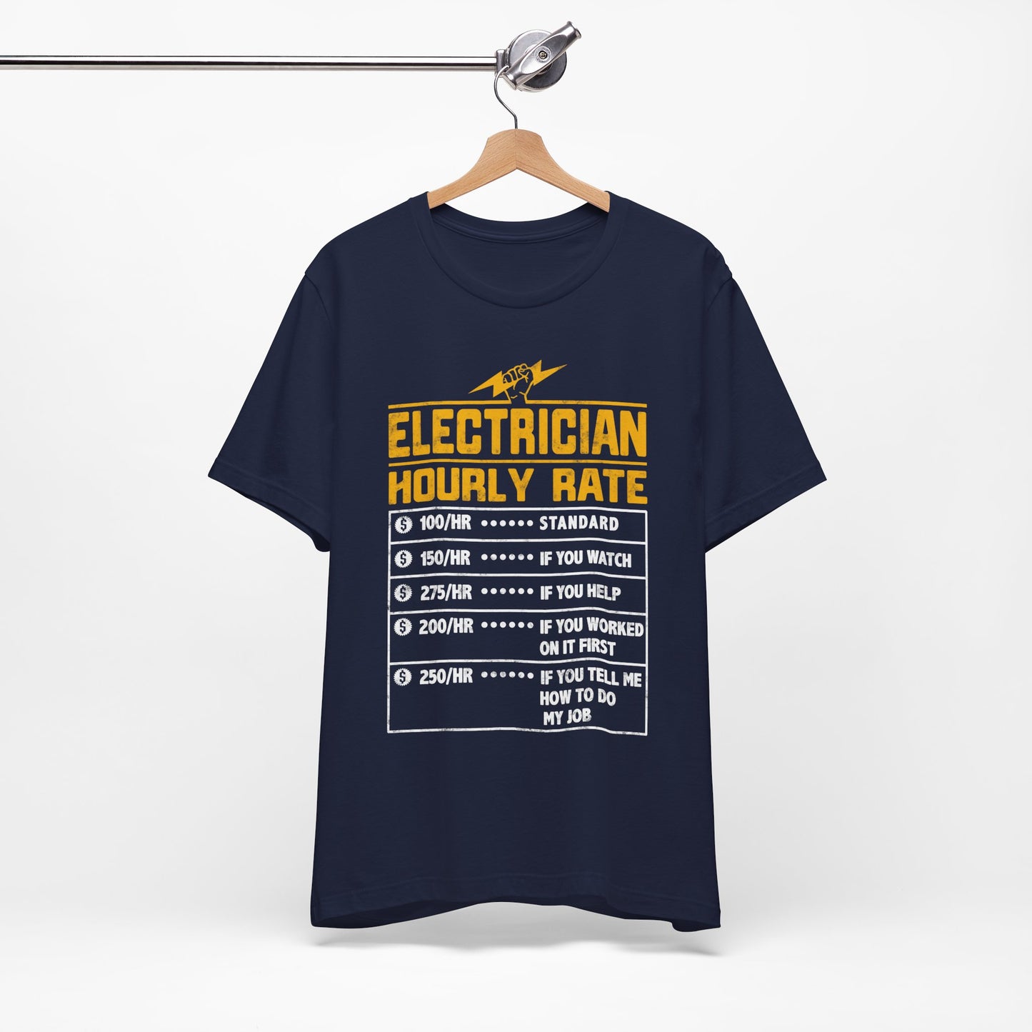 Funny Electrician Hourly Rate Gifts for Electrician Unisex Jersey Short Sleeve Tee