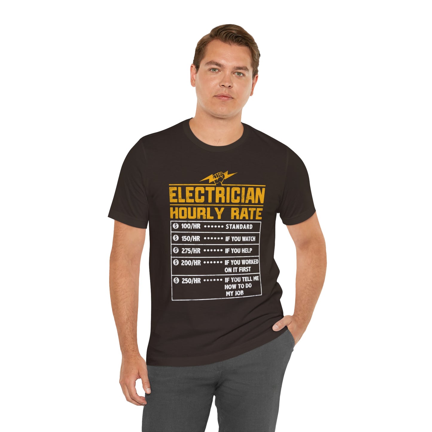 Funny Electrician Hourly Rate Gifts for Electrician Unisex Jersey Short Sleeve Tee
