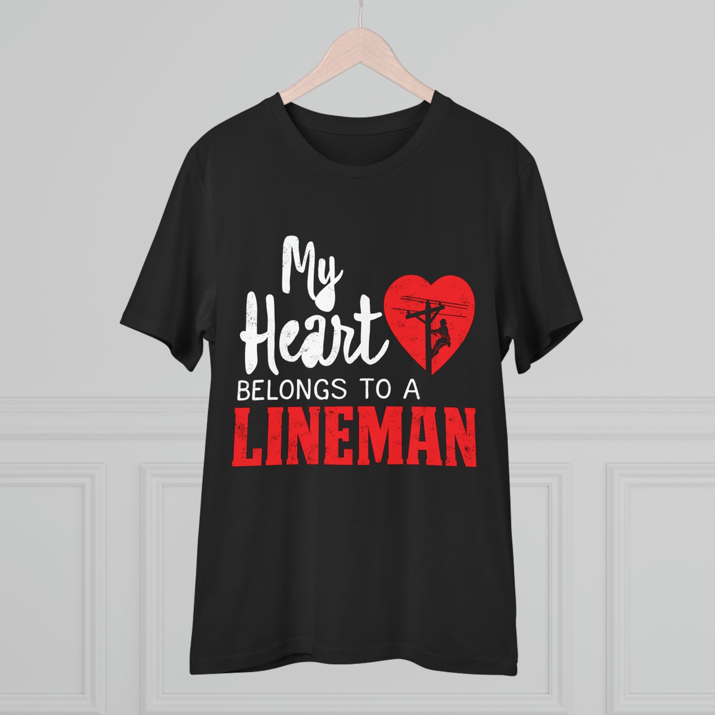 My Heart Belongs to a Electric Cable Lineman Organic Creator T-shirt - Unisex