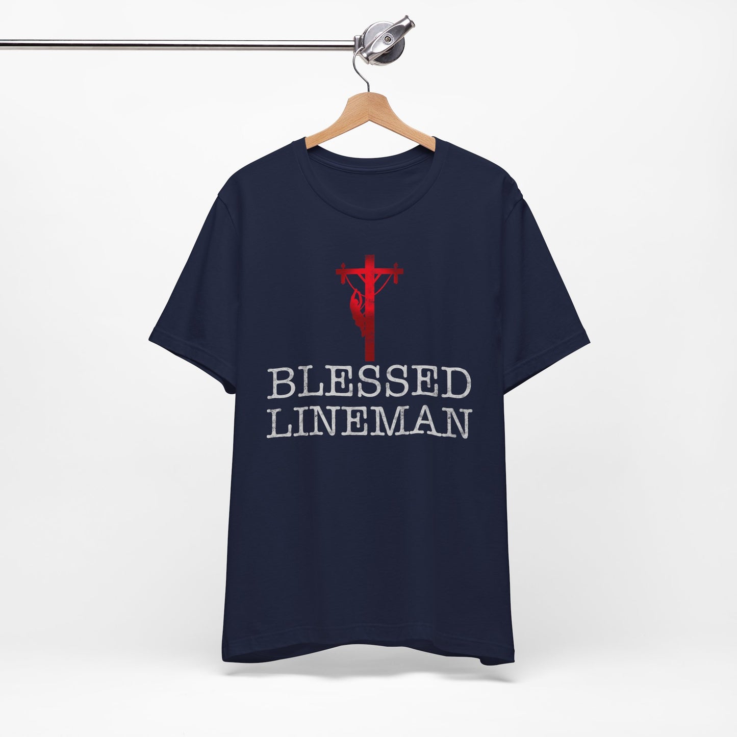Blessed Lineman gift for Christian Lineman Unisex Jersey Short Sleeve Tee
