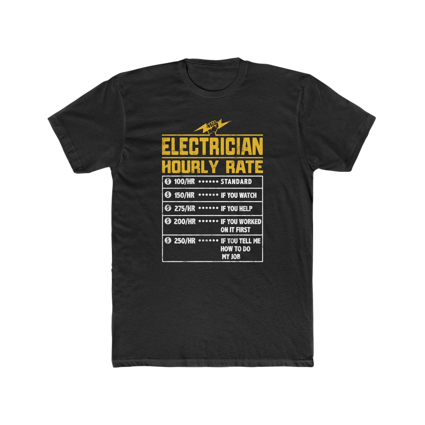 Funny Electrician Hourly Rate gifts for Electrician Men's Cotton Crew Tee