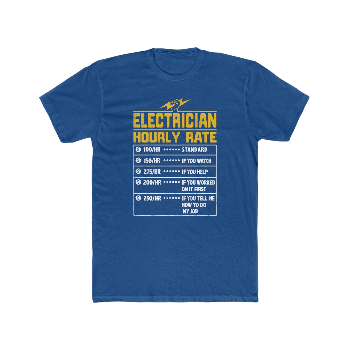 Funny Electrician Hourly Rate gifts for Electrician Men's Cotton Crew Tee