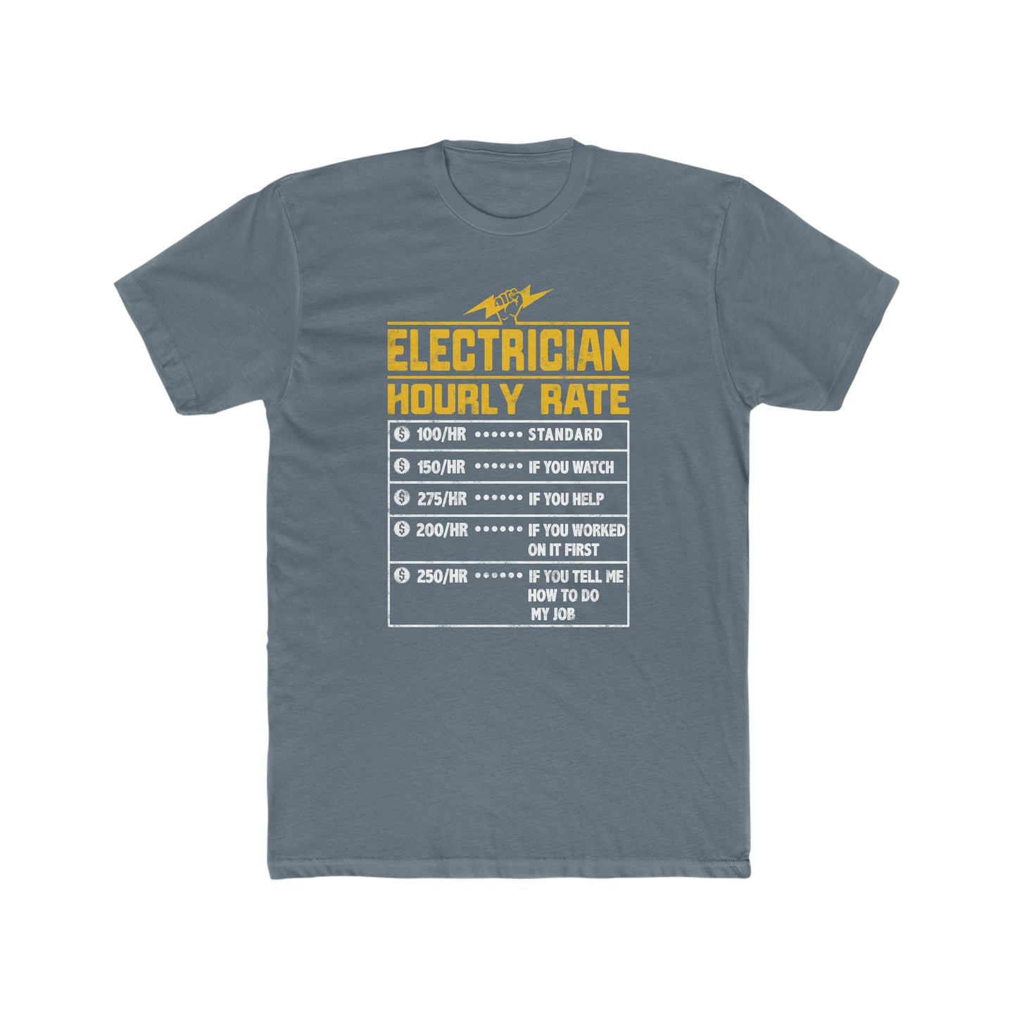 Funny Electrician Hourly Rate gifts for Electrician Men's Cotton Crew Tee